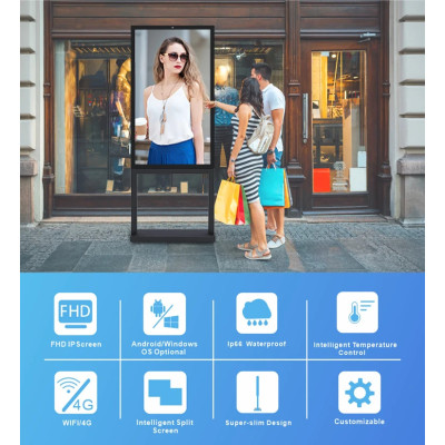 Slim IP66 Outdoor Waterproof Smart Digital Signage Kiosk