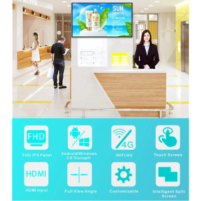 Ultra Slim Indoor Wall Mounted Digital Signage Display