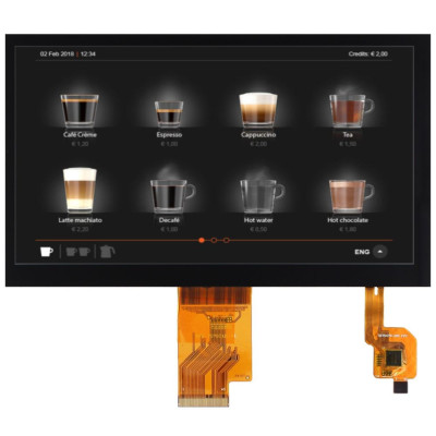 7.0 inch IPS TFT LCD module with 1024 × 600 (WSVGA) resolution, giving a wide format colour display with good detail for industr